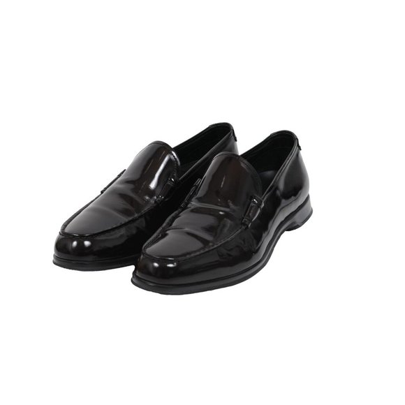 Prada Mens Loafers US 11.5 UK 10.5 Burgundy Leather Slip On Moccasin Rubber Sole - Picture 3 of 11